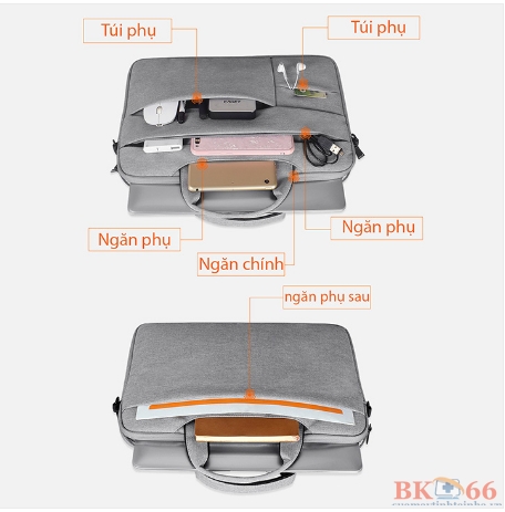 Túi chống sốc cho laptop, MacBook nhiều túi phụ-1